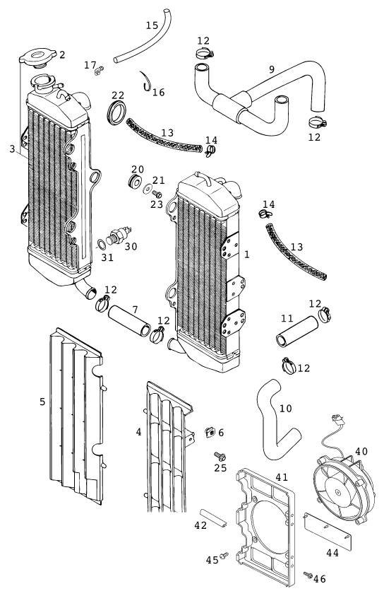 Plano de despiece: SISTEMA DE REFRIGERACION, hoja 1