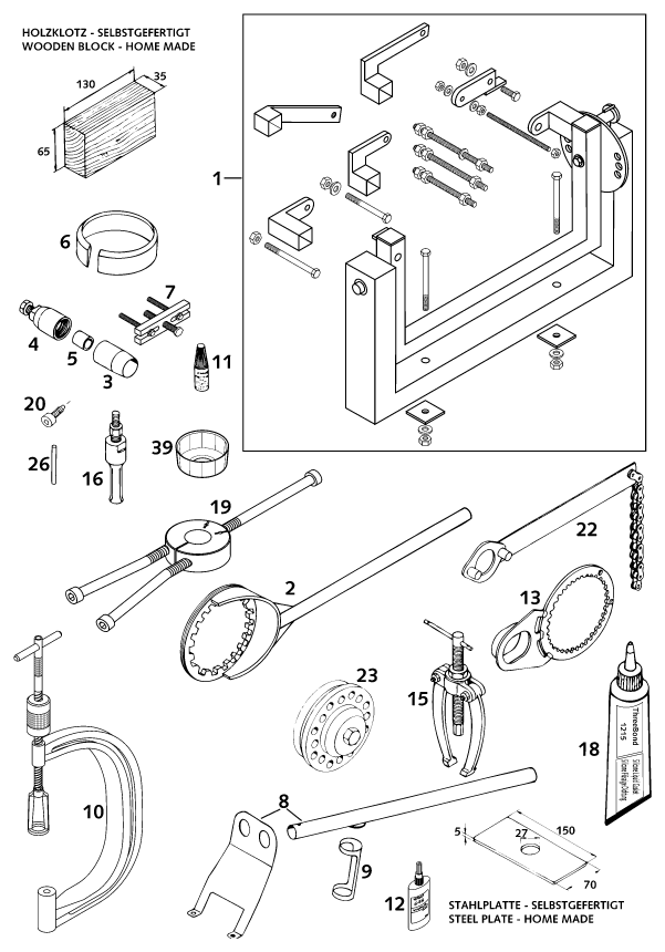 Plano de despiece: HERRAMIENTAS ESPECIALES (Motor), hoja 1