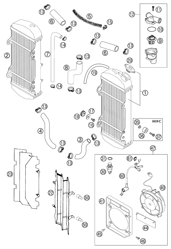 Plano de despiece: SISTEMA DE REFRIGERACION, hoja 1