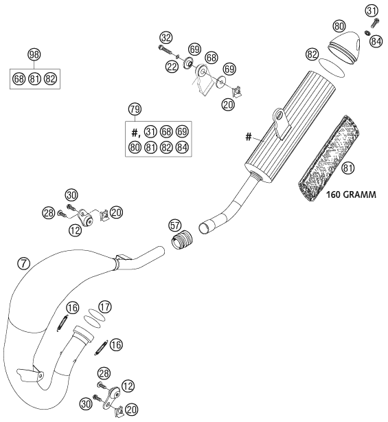 Plano de despiece: SISTEMA DE ESCAPE, hoja 1