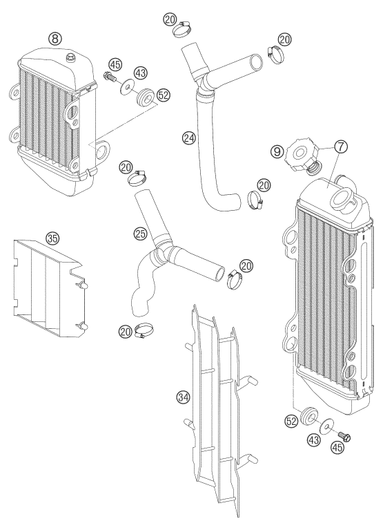 Plano de despiece: SISTEMA DE REFRIGERACION, hoja 1