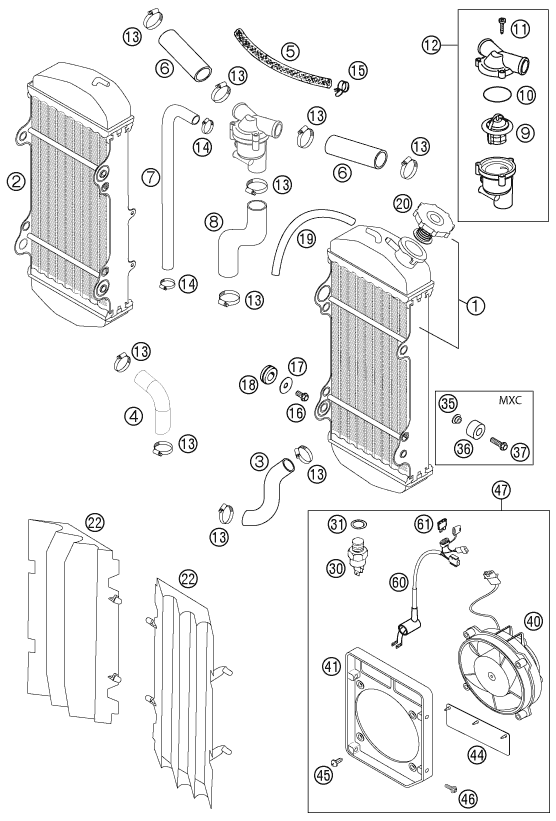 Plano de despiece: SISTEMA DE REFRIGERACION, hoja 1
