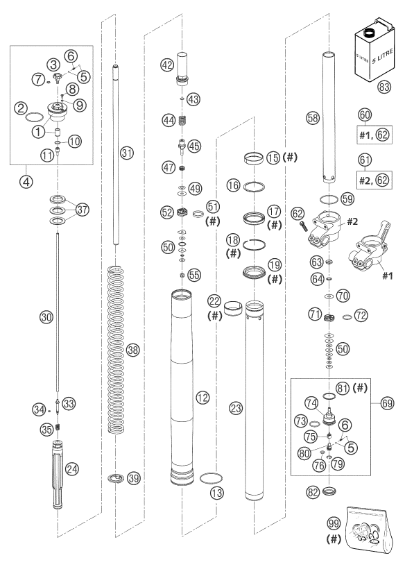 Plano de despiece: DESPIECE DE HORQUILLA, hoja 1