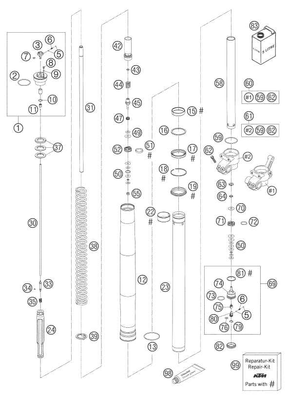 Plano de despiece: DESPIECE DE HORQUILLA, hoja 1