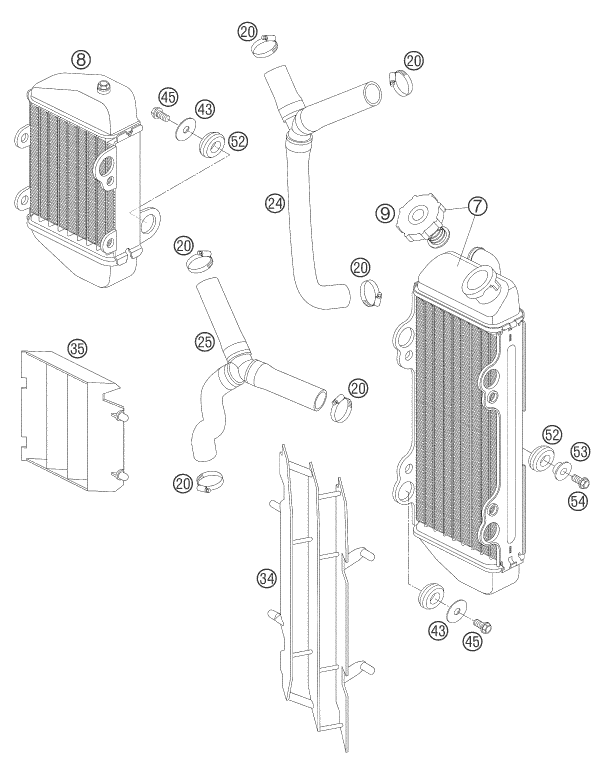 Plano de despiece: SISTEMA DE REFRIGERACION, hoja 1