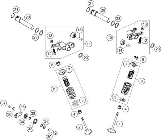 Plano de despiece: TREN DE VALVULAS, hoja 1