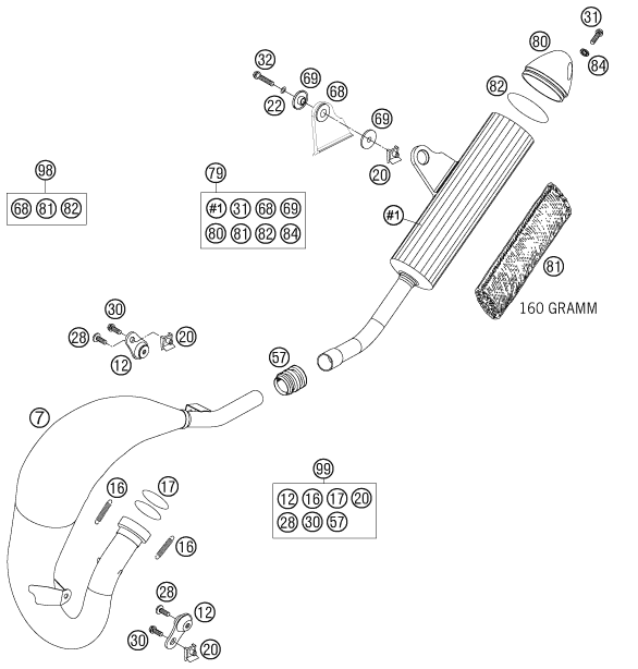 Plano de despiece: SISTEMA DE ESCAPE, hoja 1