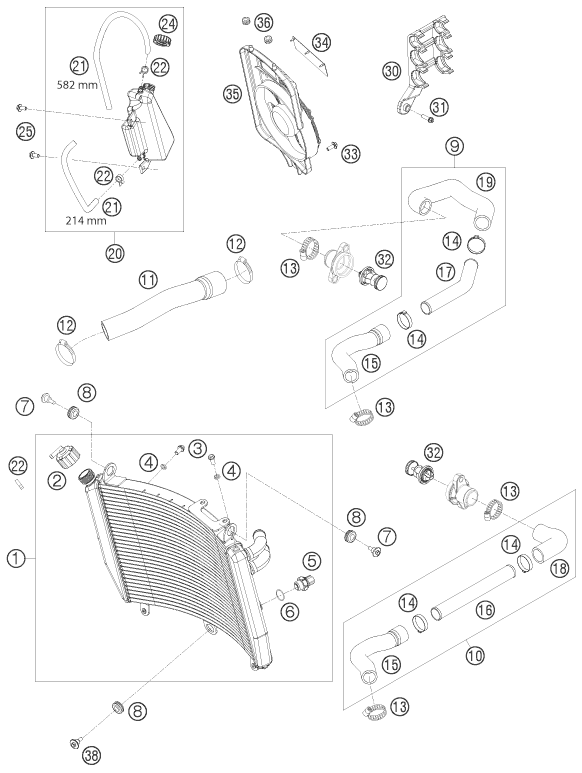 Plano de despiece: SISTEMA DE REFRIGERACION, hoja 1