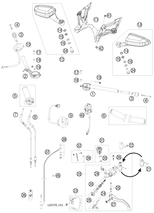 Plano de despiece: MANILLAR, INSTRUMENTOS, hoja 1
