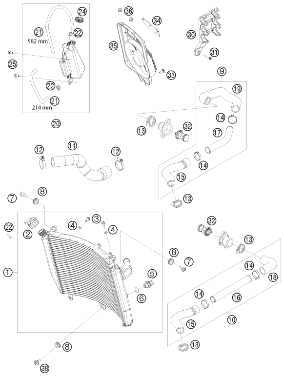 Plano de despiece: SISTEMA DE REFRIGERACION, hoja 1