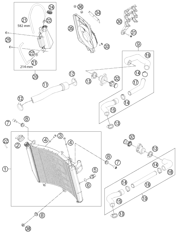 Plano de despiece: SISTEMA DE REFRIGERACION, hoja 1