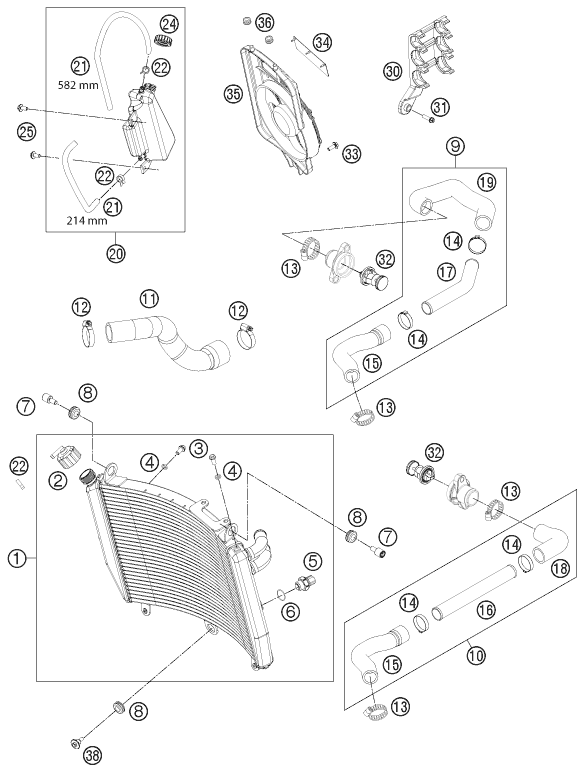 Plano de despiece: SISTEMA DE REFRIGERACION, hoja 1