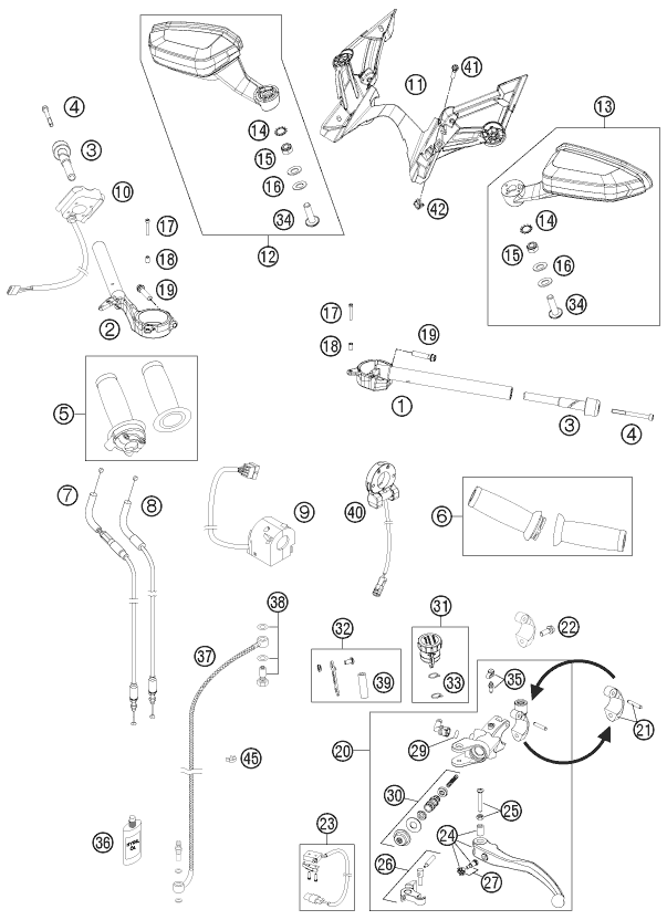 Plano de despiece: MANILLAR, INSTRUMENTOS, hoja 1