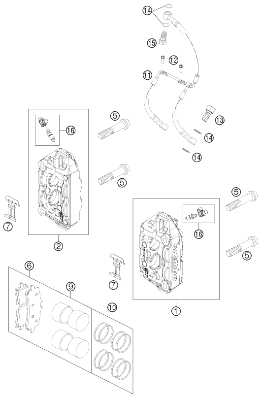 Plano de despiece: PINZA DE FRENO DELANTERA, hoja 1