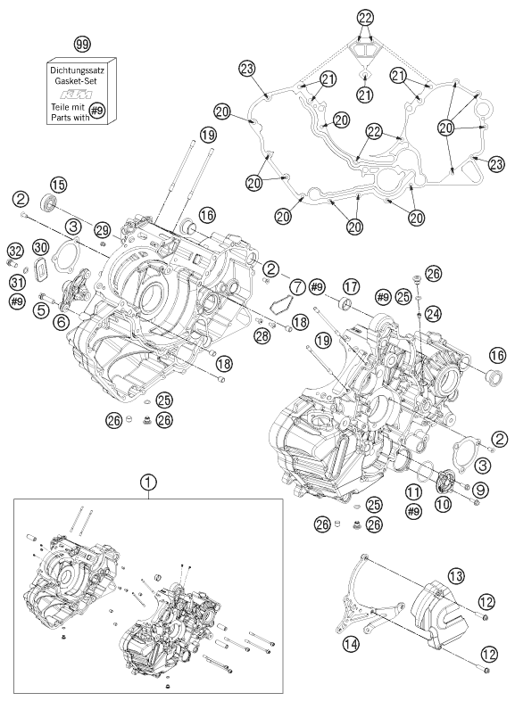 Plano de despiece: CARCASA DEL MOTOR, hoja 1