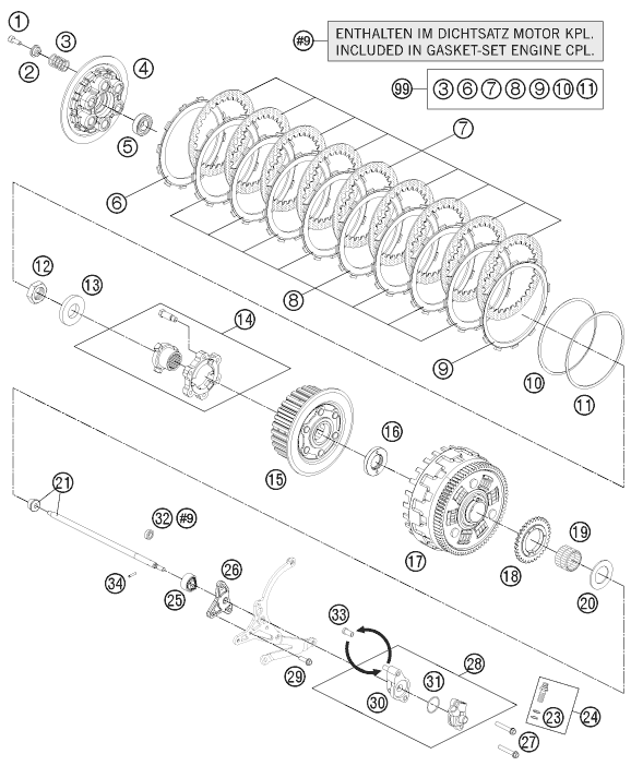 Plano de despiece: EMBRAGUE, hoja 1