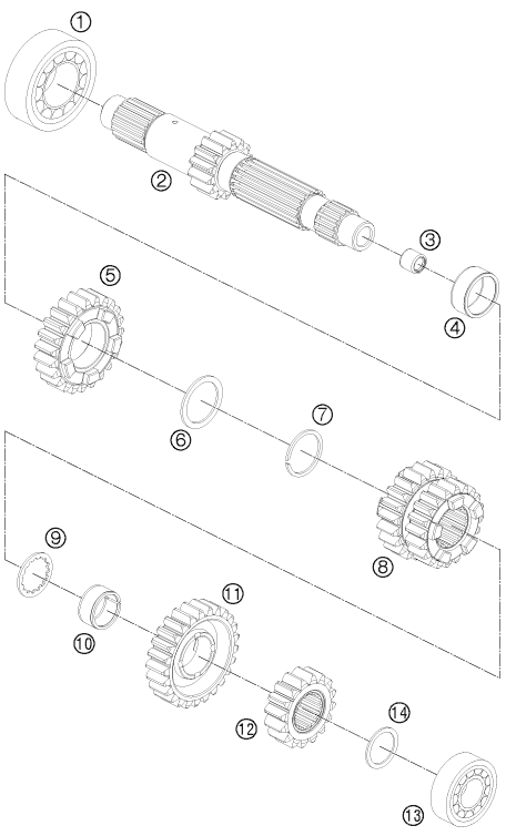 Plano de despiece: TRANSMISION I - EJE DE TRANSMISION, hoja 1