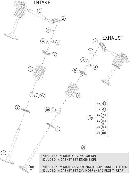 Plano de despiece: TREN DE VALVULAS, hoja 1
