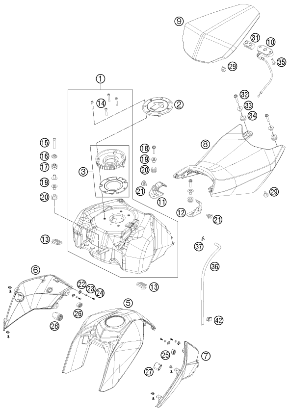 Plano de despiece: DEPOSITO, ASIENTO, hoja 1