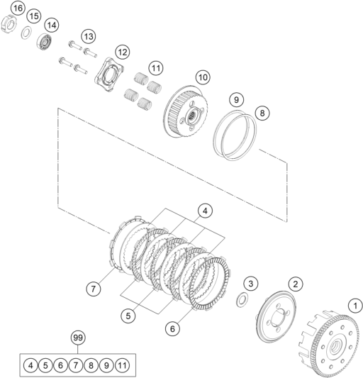Plano de despiece: EMBRAGUE, hoja 1