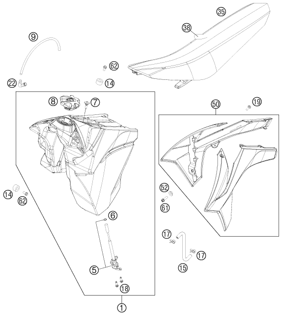 Plano de despiece: DEPOSITO, ASIENTO, hoja 1
