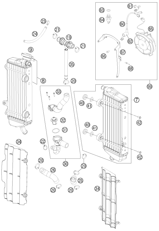 Plano de despiece: SISTEMA DE REFRIGERACION, hoja 1