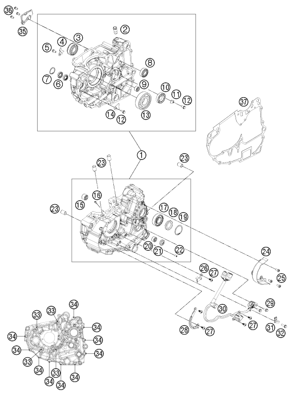 Plano de despiece: CARCASA DEL MOTOR, hoja 1