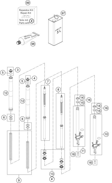 Plano de despiece: DESPIECE DE HORQUILLA, hoja 1