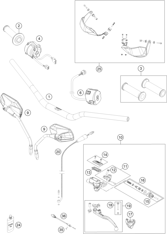 Plano de despiece: MANILLAR, INSTRUMENTOS, hoja 1