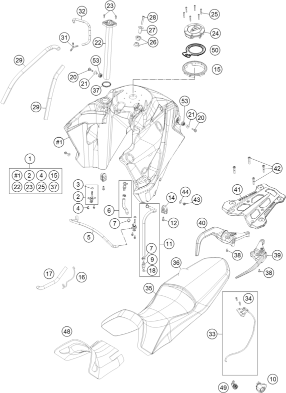 Plano de despiece: DEPOSITO, ASIENTO, hoja 1