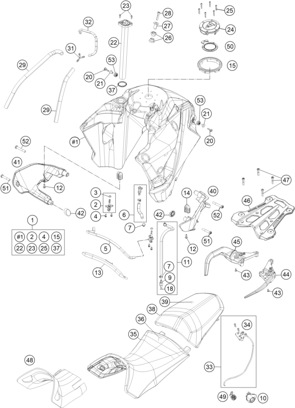 Plano de despiece: DEPOSITO, ASIENTO, hoja 1
