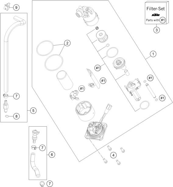 Plano de despiece: BOMBA DE COMBUSTIBLE, hoja 1