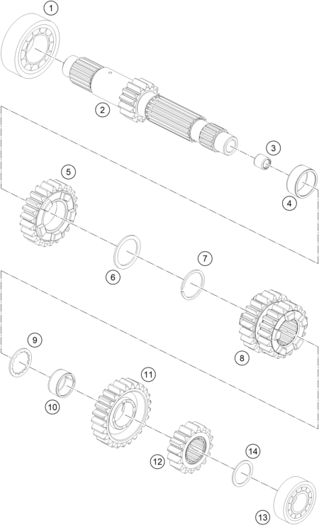 Plano de despiece: TRANSMISION I - EJE DE TRANSMISION, hoja 1