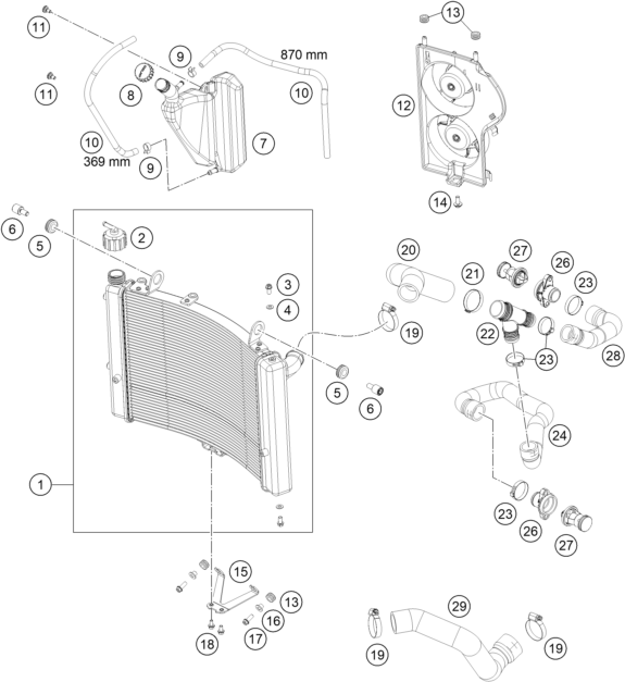 Plano de despiece: SISTEMA DE REFRIGERACION, hoja 1