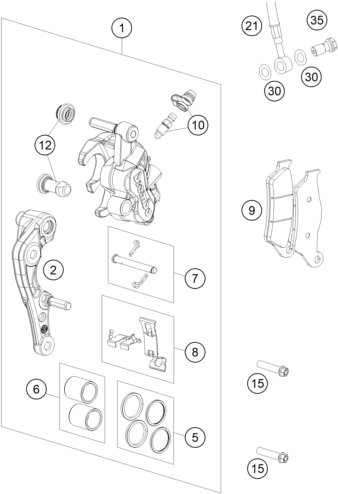 Plano de despiece: PINZA DE FRENO DELANTERA, hoja 1