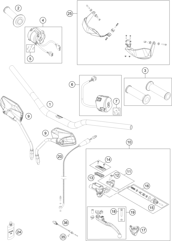 Plano de despiece: MANILLAR, INSTRUMENTOS, hoja 1