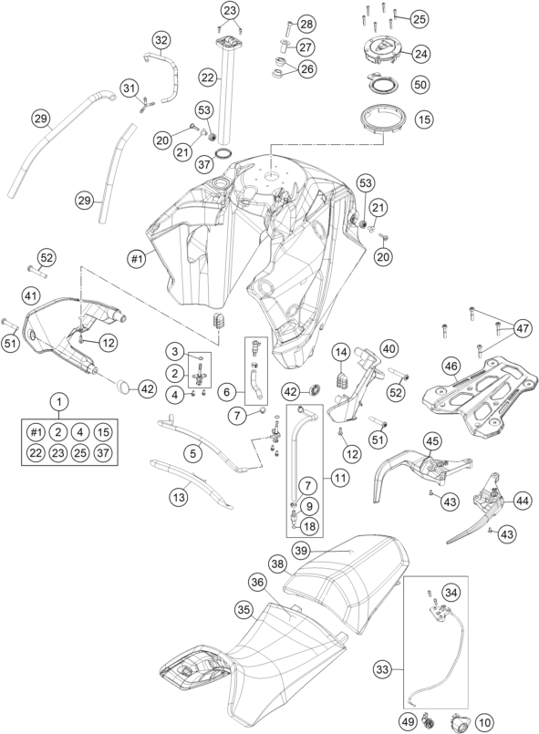 Plano de despiece: DEPOSITO, ASIENTO, hoja 1