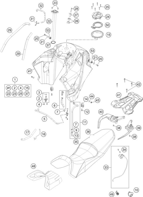 Plano de despiece: DEPOSITO, ASIENTO, hoja 1