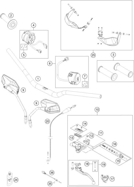 Plano de despiece: MANILLAR, INSTRUMENTOS, hoja 1