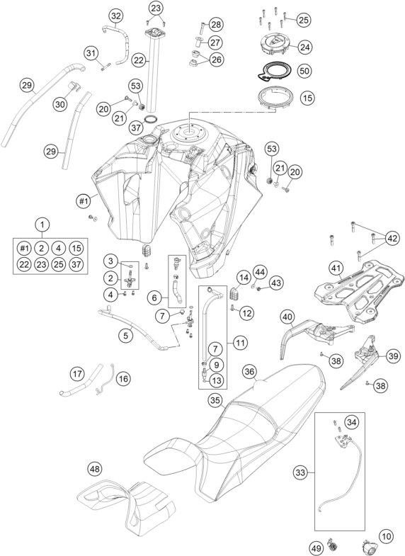 Plano de despiece: DEPOSITO, ASIENTO, hoja 1