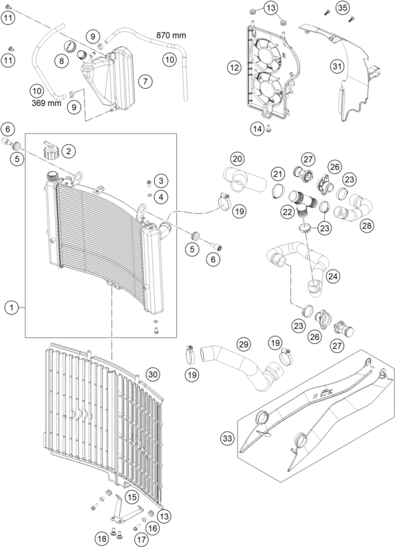 Plano de despiece: SISTEMA DE REFRIGERACION, hoja 1