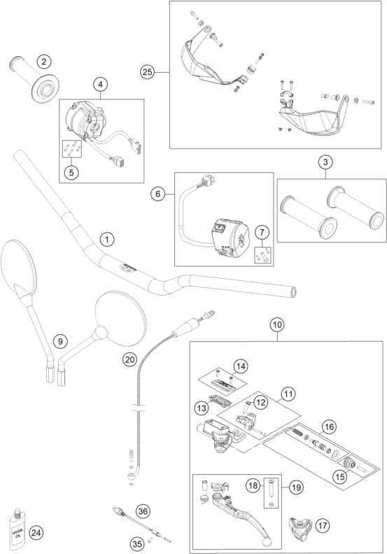 Plano de despiece: MANILLAR, INSTRUMENTOS, hoja 1