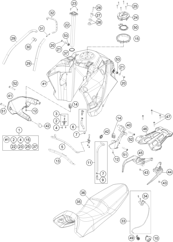 Plano de despiece: DEPOSITO, ASIENTO, hoja 1