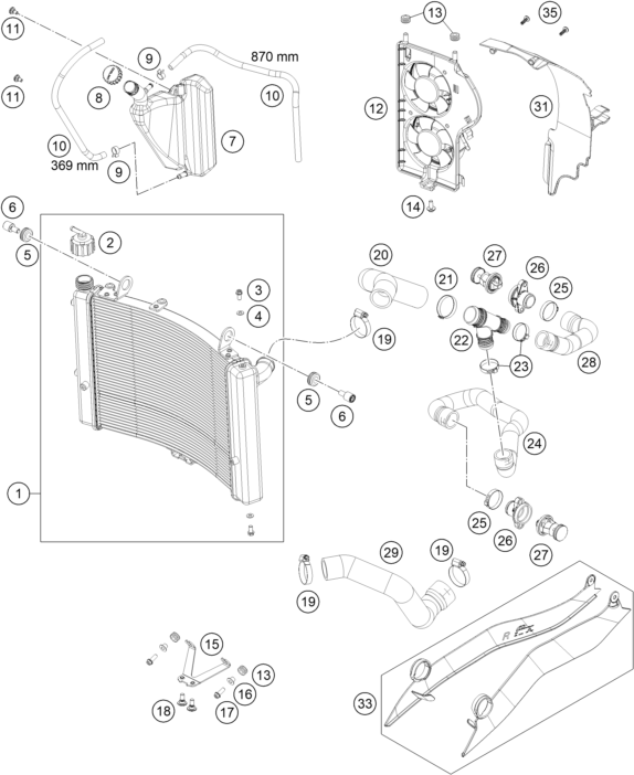 Plano de despiece: SISTEMA DE REFRIGERACION, hoja 1