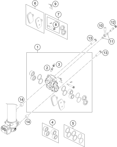 Plano de despiece: PINZA DE FRENO DELANTERA, hoja 1