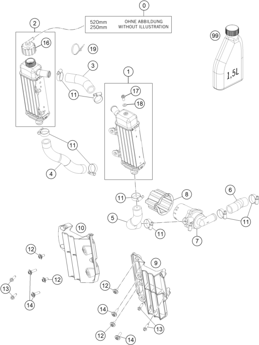 Plano de despiece: SISTEMA DE REFRIGERACION, hoja 1