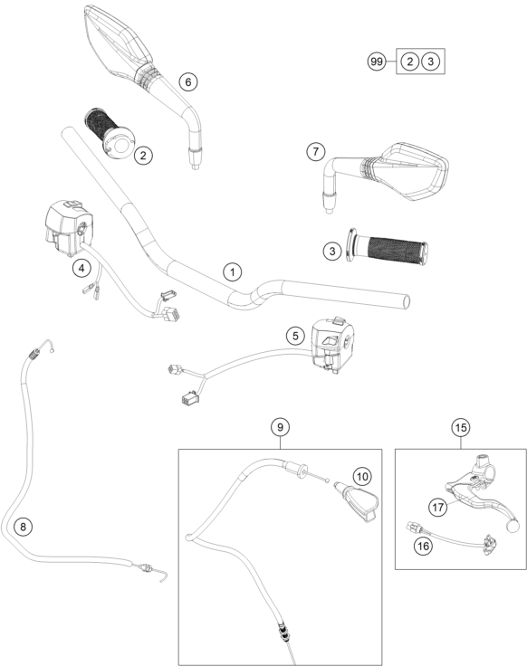 Plano de despiece: MANILLAR, INSTRUMENTOS, hoja 1