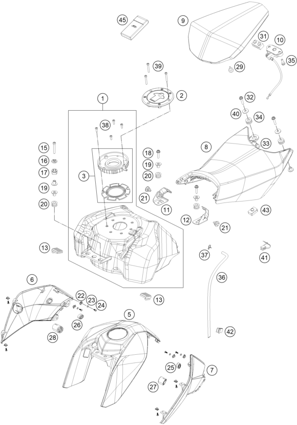 Plano de despiece: DEPOSITO, ASIENTO, hoja 1