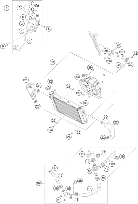 Plano de despiece: SISTEMA DE REFRIGERACION, hoja 1