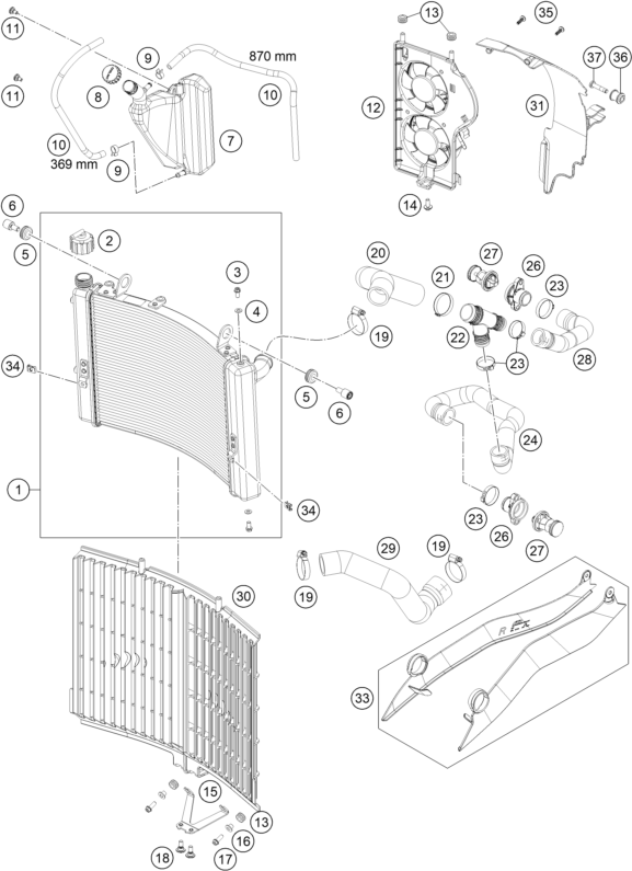 Plano de despiece: SISTEMA DE REFRIGERACION, hoja 1